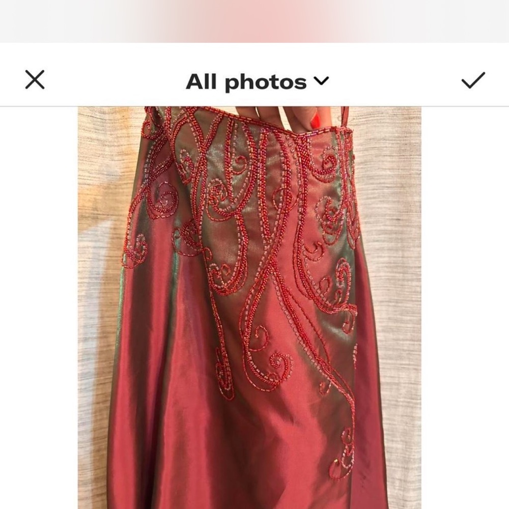 Elegant Beaded Iridescent  Deep Red maxi skirt